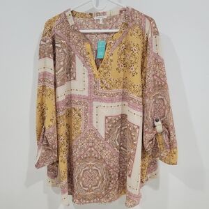Women's Maurices Geometric and Floral Tunic / Size 4X